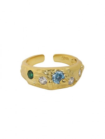 Aurora Band Ring Blue Stone