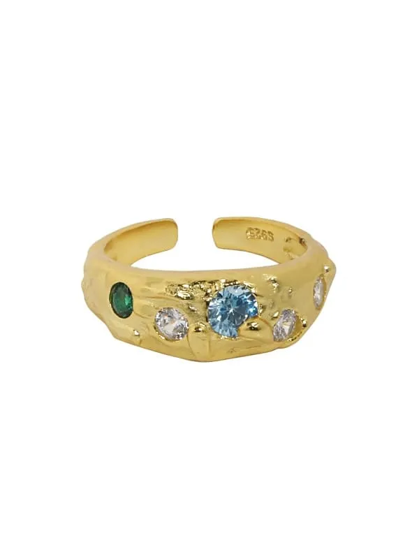 Aurora Band Ring Blue Stone